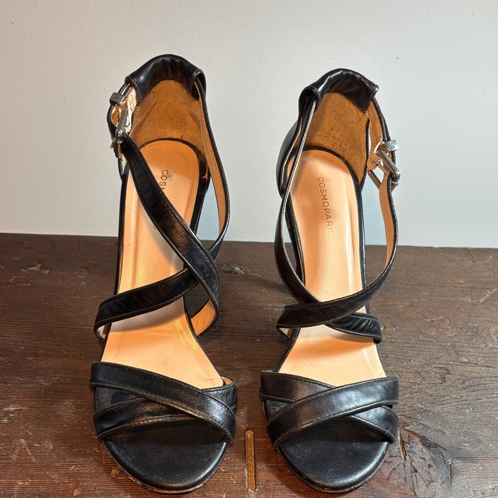 Cosmoparis Black Strappy Women's Heels